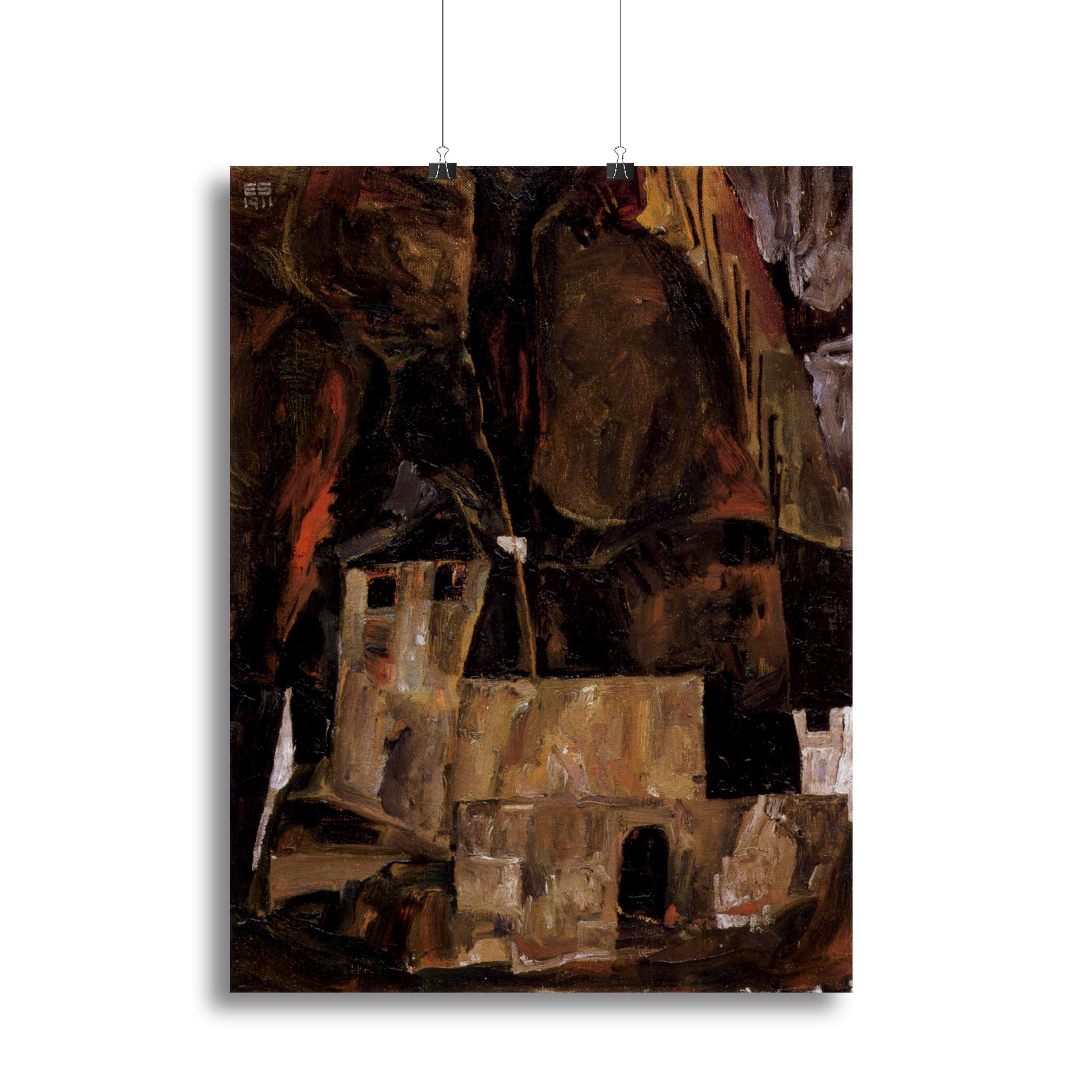 Wall and house and terrain with fence by Egon Schiele Canvas Print or Poster