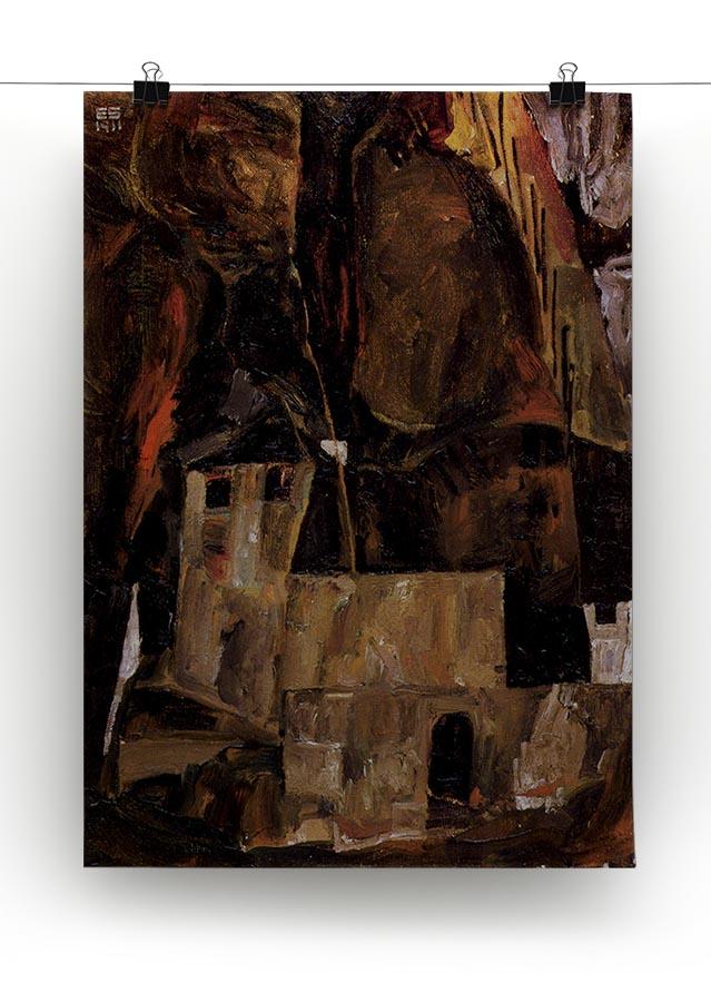 Wall and house and terrain with fence by Egon Schiele Canvas Print or Poster - Canvas Art Rocks - 2