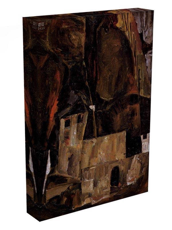 Wall and house and terrain with fence by Egon Schiele Canvas Print or Poster - Canvas Art Rocks - 3