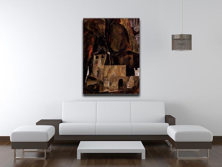 Wall and house and terrain with fence by Egon Schiele Canvas Print or Poster - Canvas Art Rocks - 4