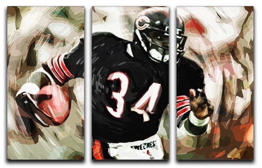 Walter Payton Chicago Bears 3 Split Panel Canvas Print - Canvas Art Rocks - 1