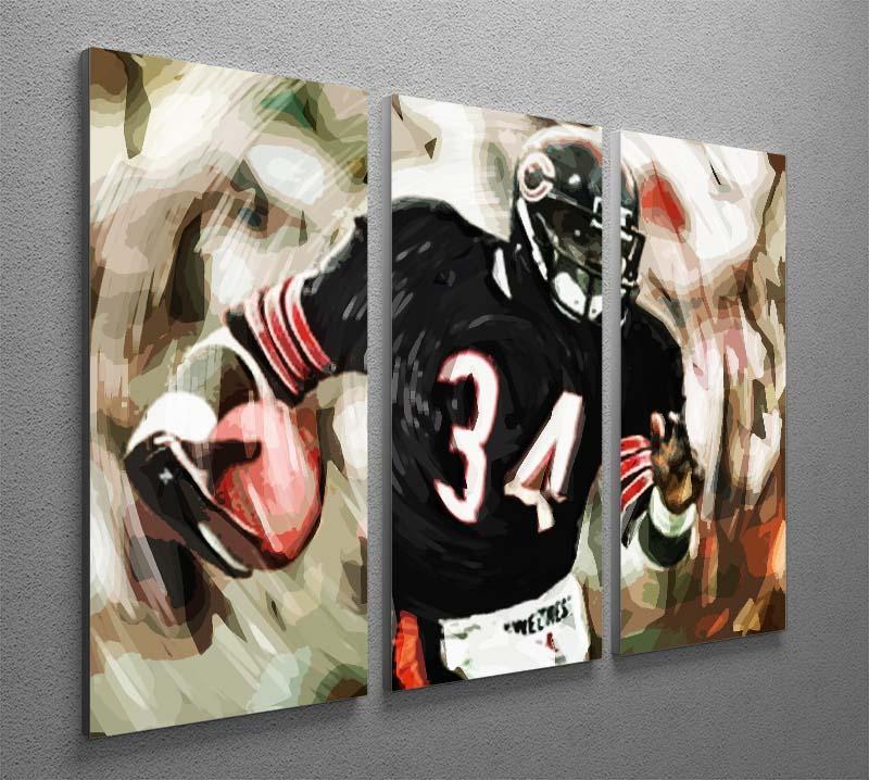 Walter Payton Chicago Bears 3 Split Panel Canvas Print - Canvas Art Rocks - 2