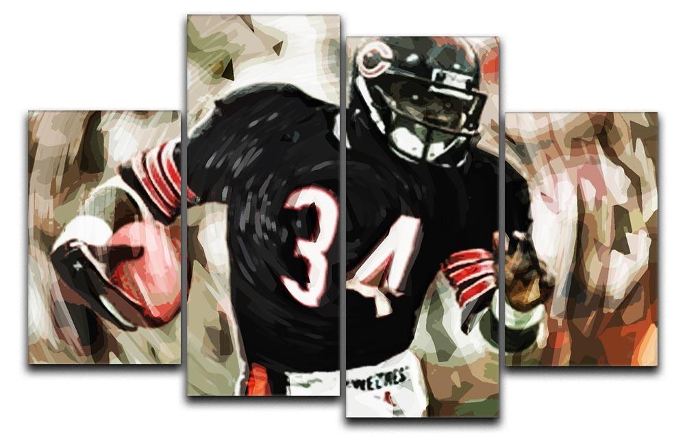 Walter Payton Chicago Bears 4 Split Panel Canvas  - Canvas Art Rocks - 1