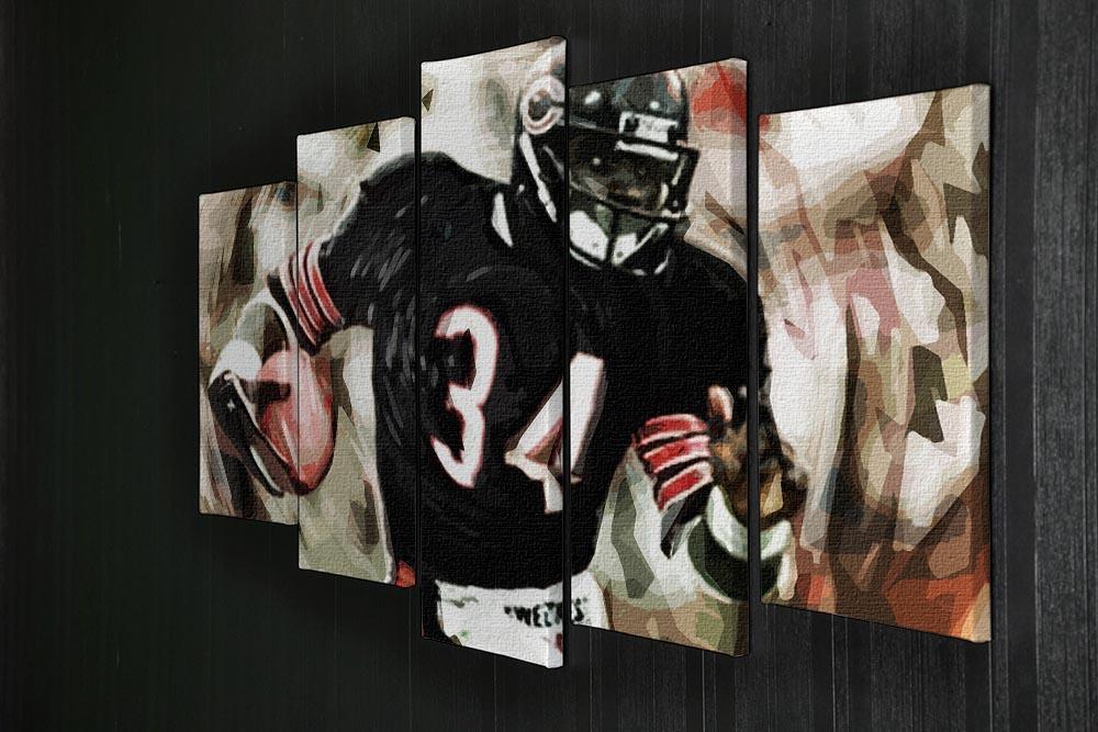 Walter Payton Chicago Bears 5 Split Panel Canvas - Canvas Art Rocks - 2