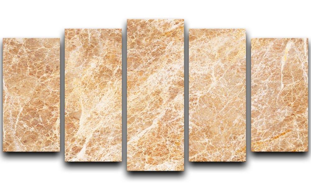Warm colored natural marble 5 Split Panel Canvas - Canvas Art Rocks - 1