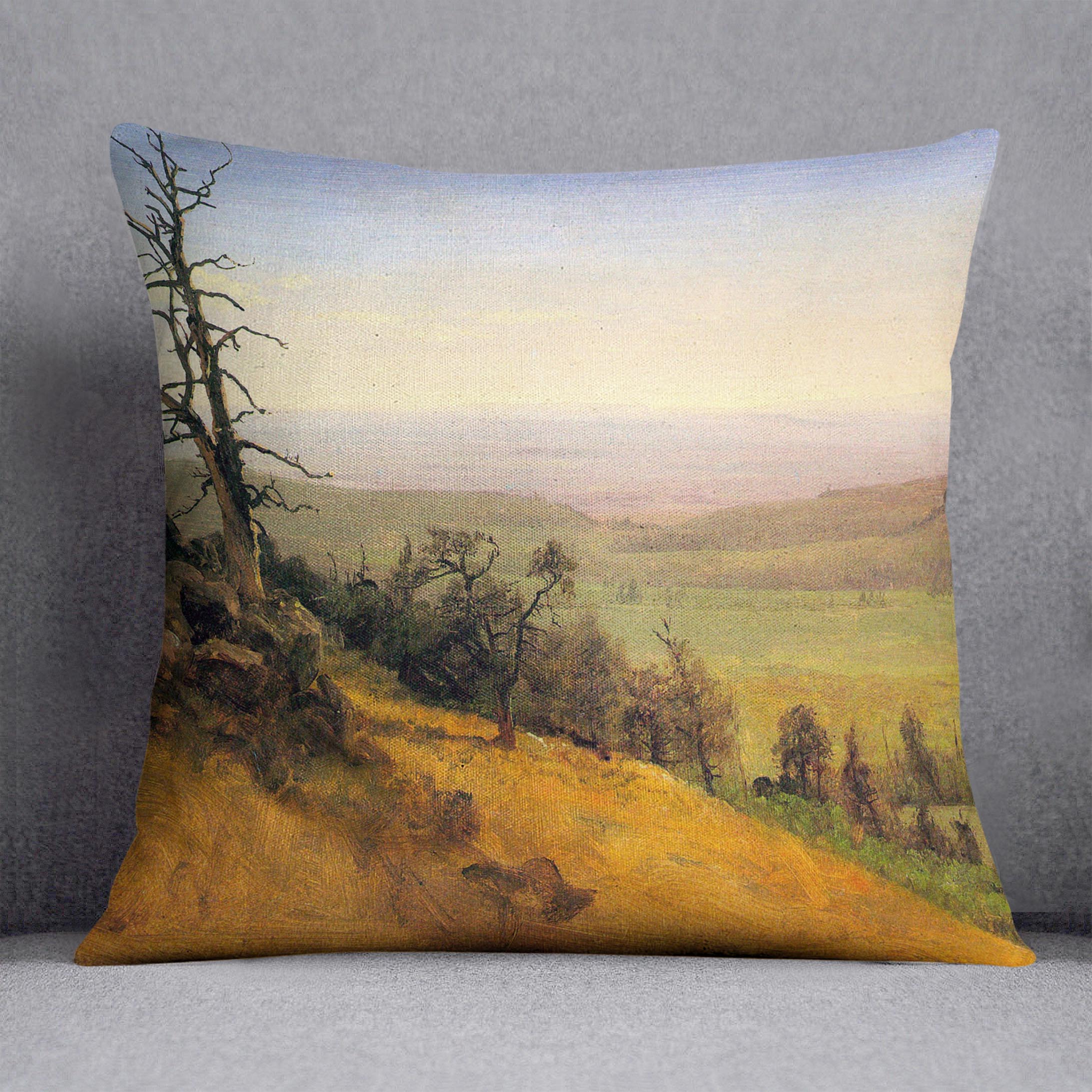 Wasatch Mountains Nebraska by Bierstadt Cushion - Canvas Art Rocks - 1