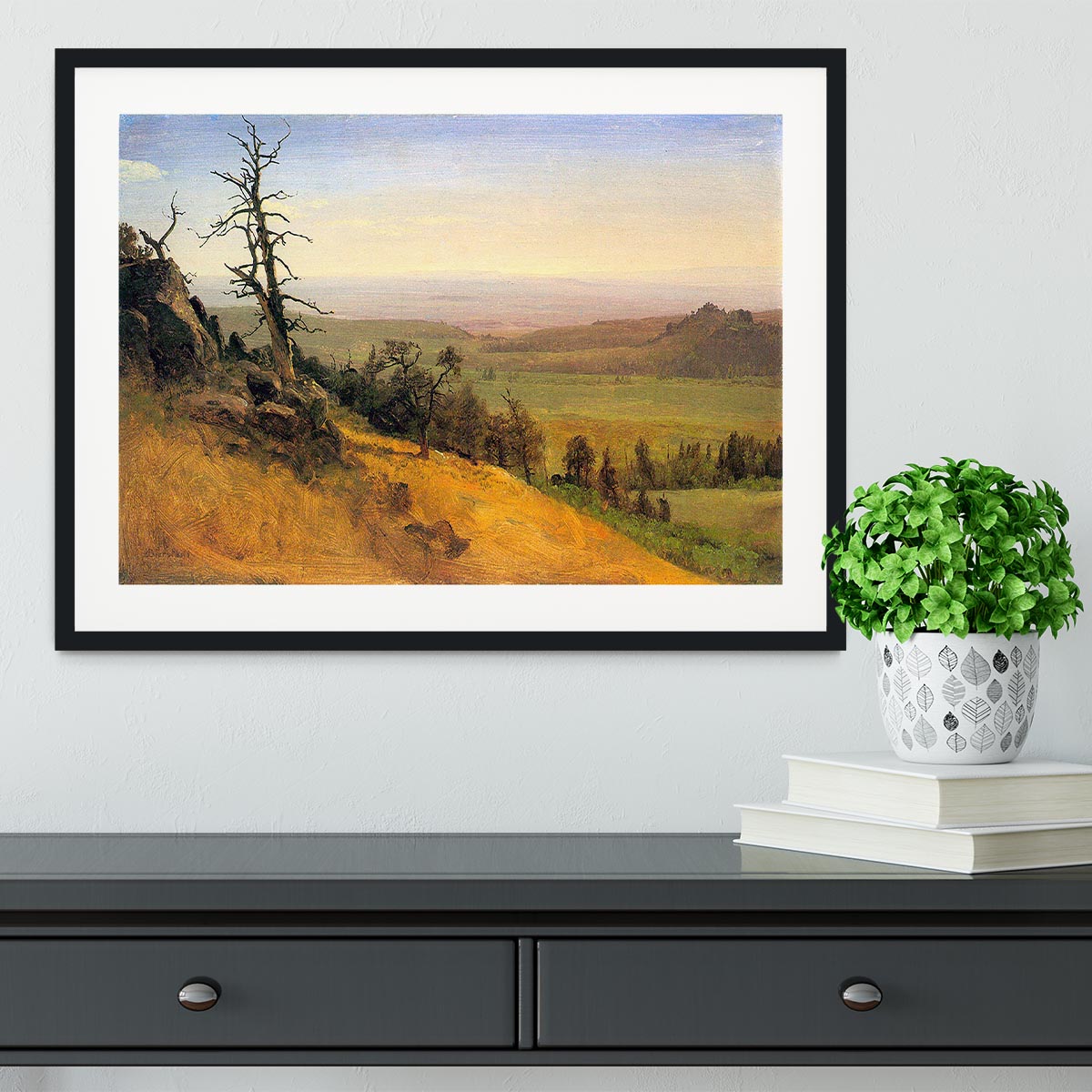 Wasatch Mountains Nebraska by Bierstadt Framed Print - Canvas Art Rocks - 1