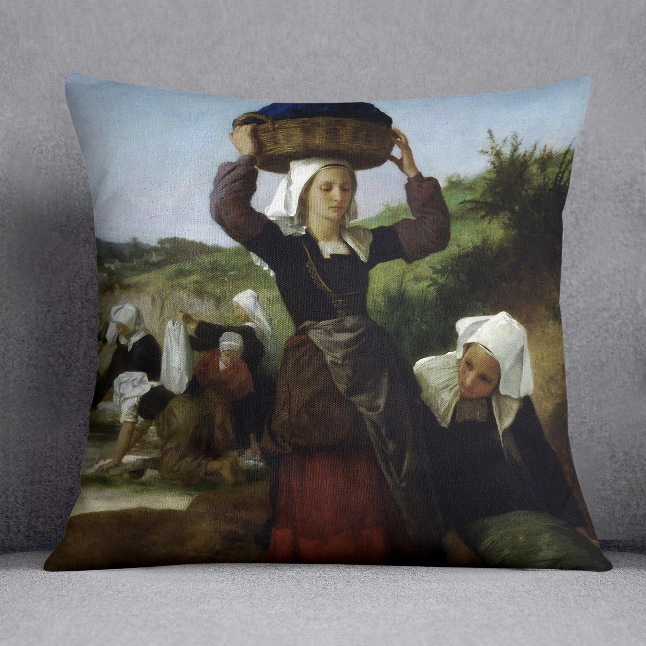Washerwomen of Fouesnant By Bouguereau Throw Pillow