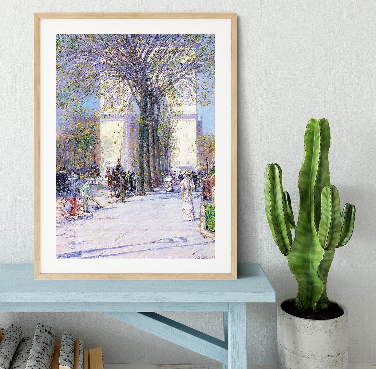 Washington triumphal arch in spring by Hassam Framed Print - Canvas Art Rocks - 3