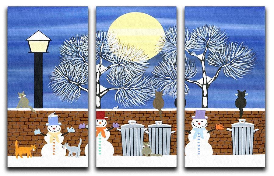 Watching the snow moon by Gordon Barker 3 Split Panel Canvas Print - Canvas Art Rocks - 1