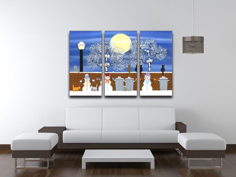 Watching the snow moon by Gordon Barker 3 Split Panel Canvas Print - Canvas Art Rocks - 3