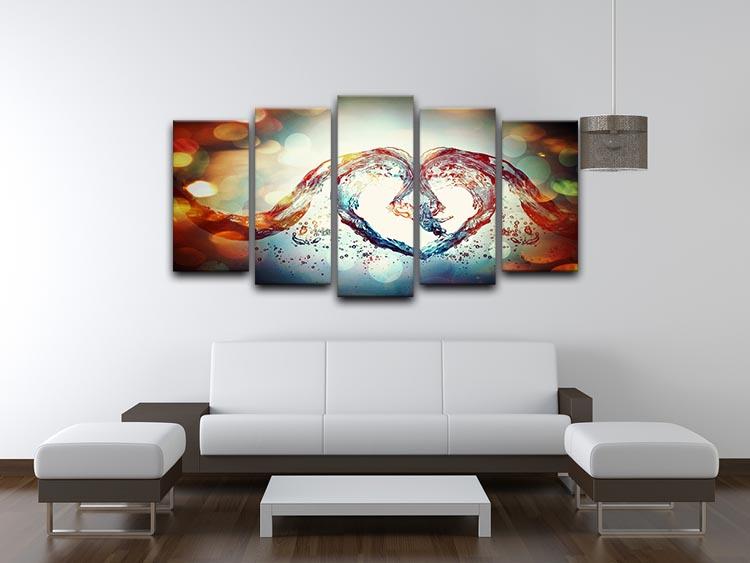 Water Heart 5 Split Panel Canvas - Canvas Art Rocks - 3