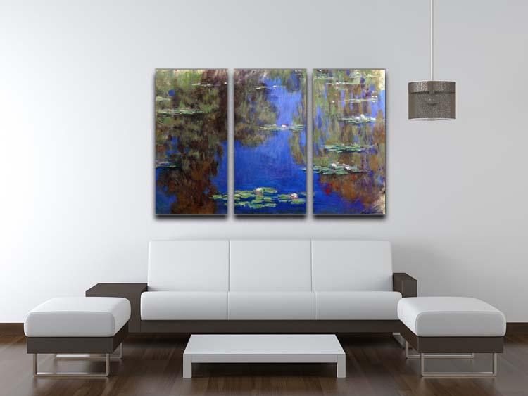 Water Lilies 6 By Manet 3 Split Panel Canvas Print - Canvas Art Rocks - 3