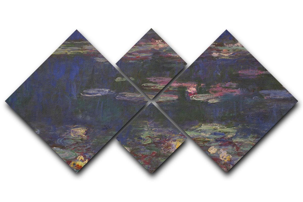 Water Lillies 11 by Monet 4 Square Multi Panel Canvas  - Canvas Art Rocks - 1