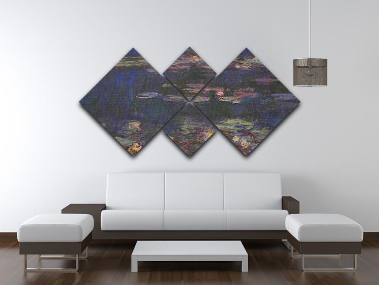 Water Lillies 11 by Monet 4 Square Multi Panel Canvas - Canvas Art Rocks - 3