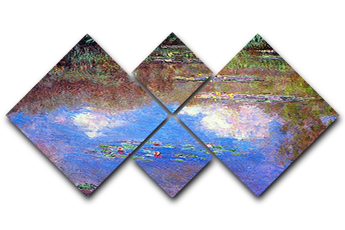 Water Lily Pond 4 by Monet 4 Square Multi Panel Canvas  - Canvas Art Rocks - 1