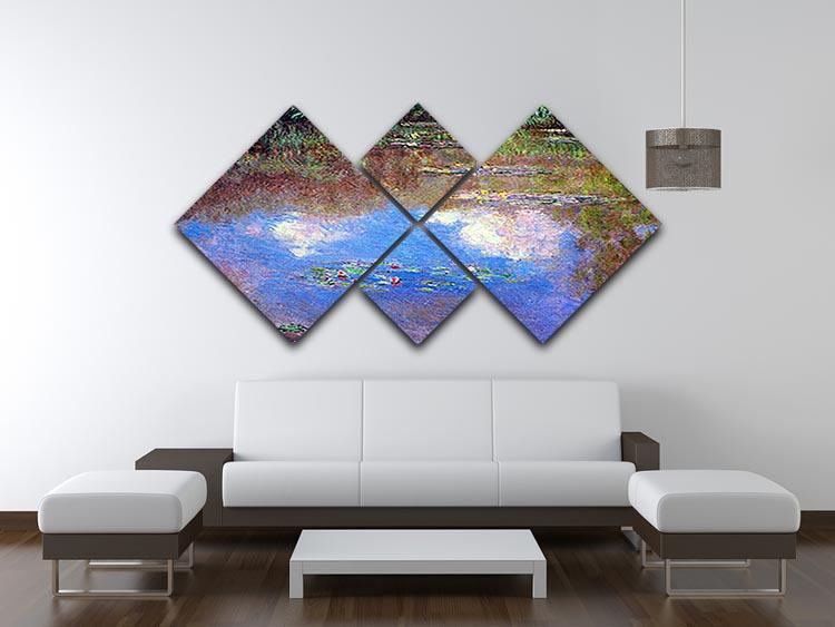 Water Lily Pond 4 by Monet 4 Square Multi Panel Canvas - Canvas Art Rocks - 3