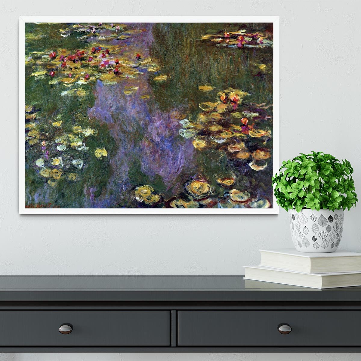 Water Lily Pond Giverny by Monet Framed Print - Canvas Art Rocks -6