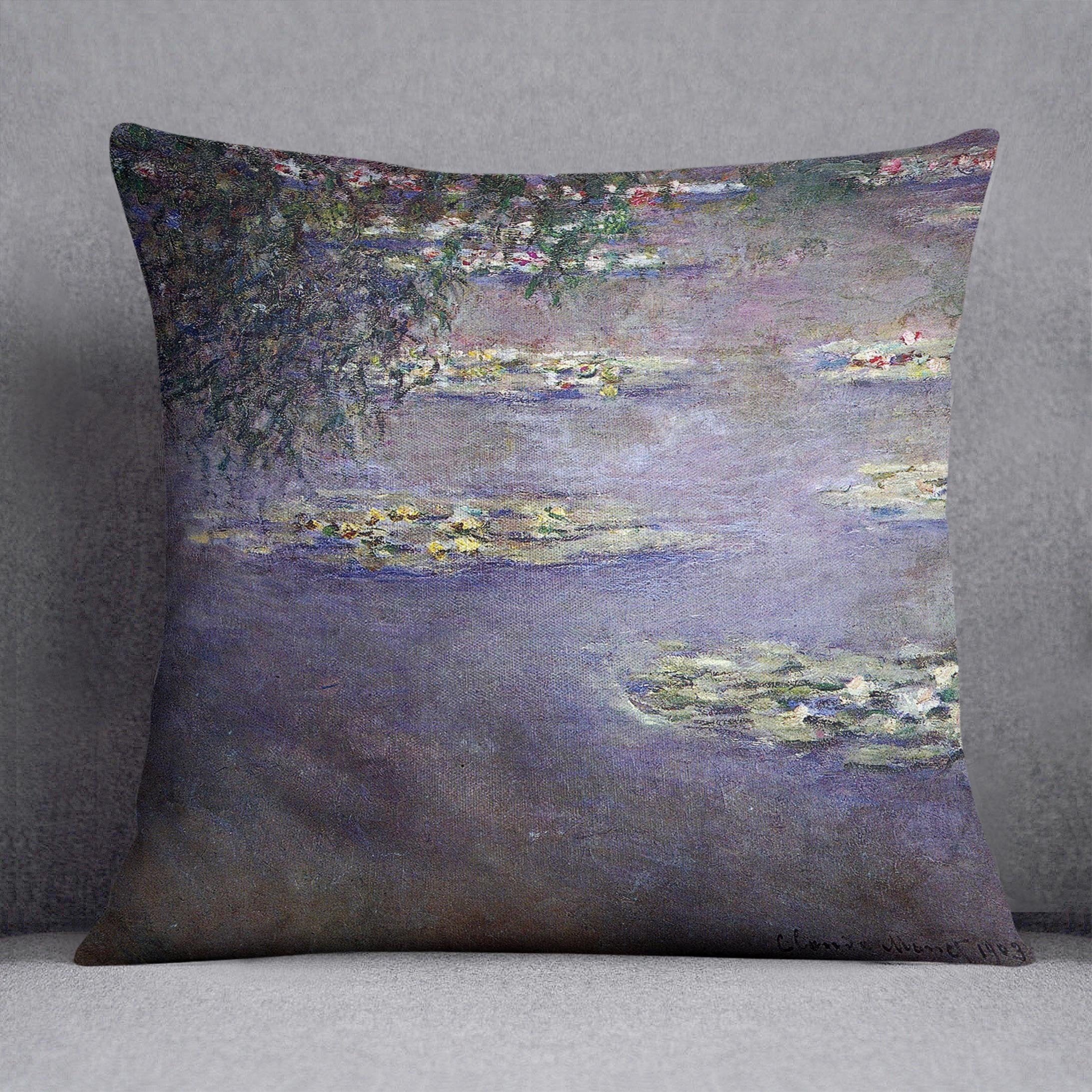 Water lilies water landscape 1 by Monet Throw Pillow