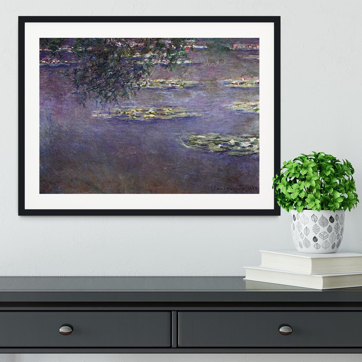 Water lilies water landscape 1 by Monet Framed Print - Canvas Art Rocks - 1