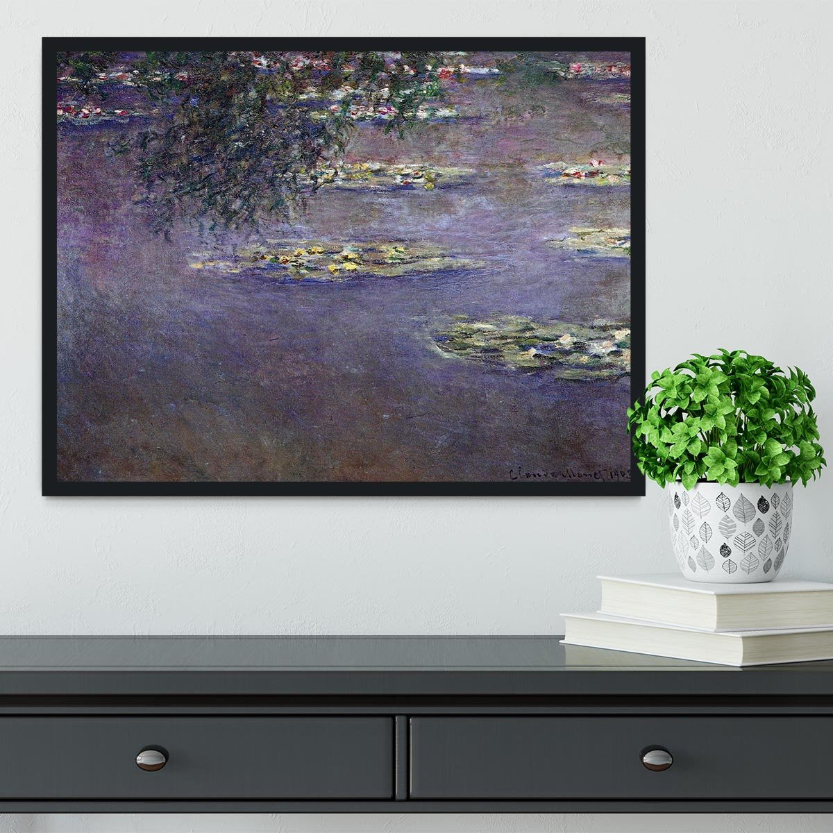 Water lilies water landscape 1 by Monet Framed Print - Canvas Art Rocks - 2