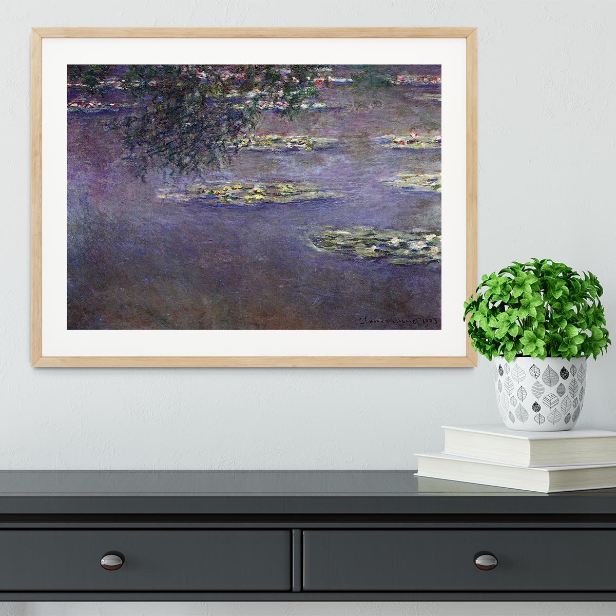 Water lilies water landscape 1 by Monet Framed Print - Canvas Art Rocks - 3