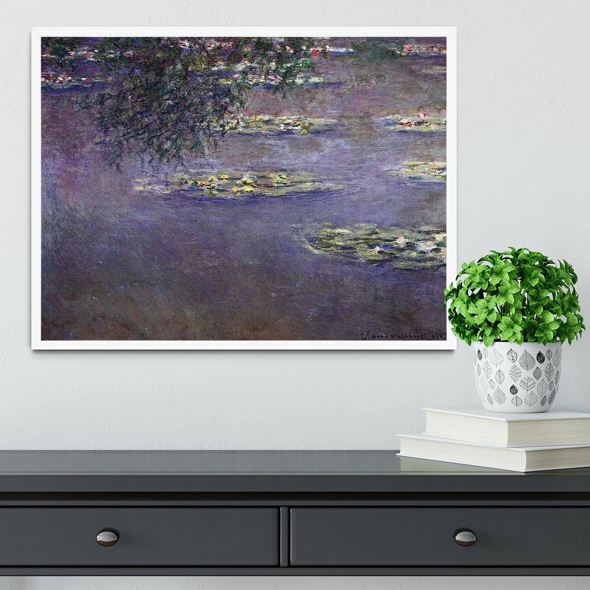 Water lilies water landscape 1 by Monet Framed Print - Canvas Art Rocks -6