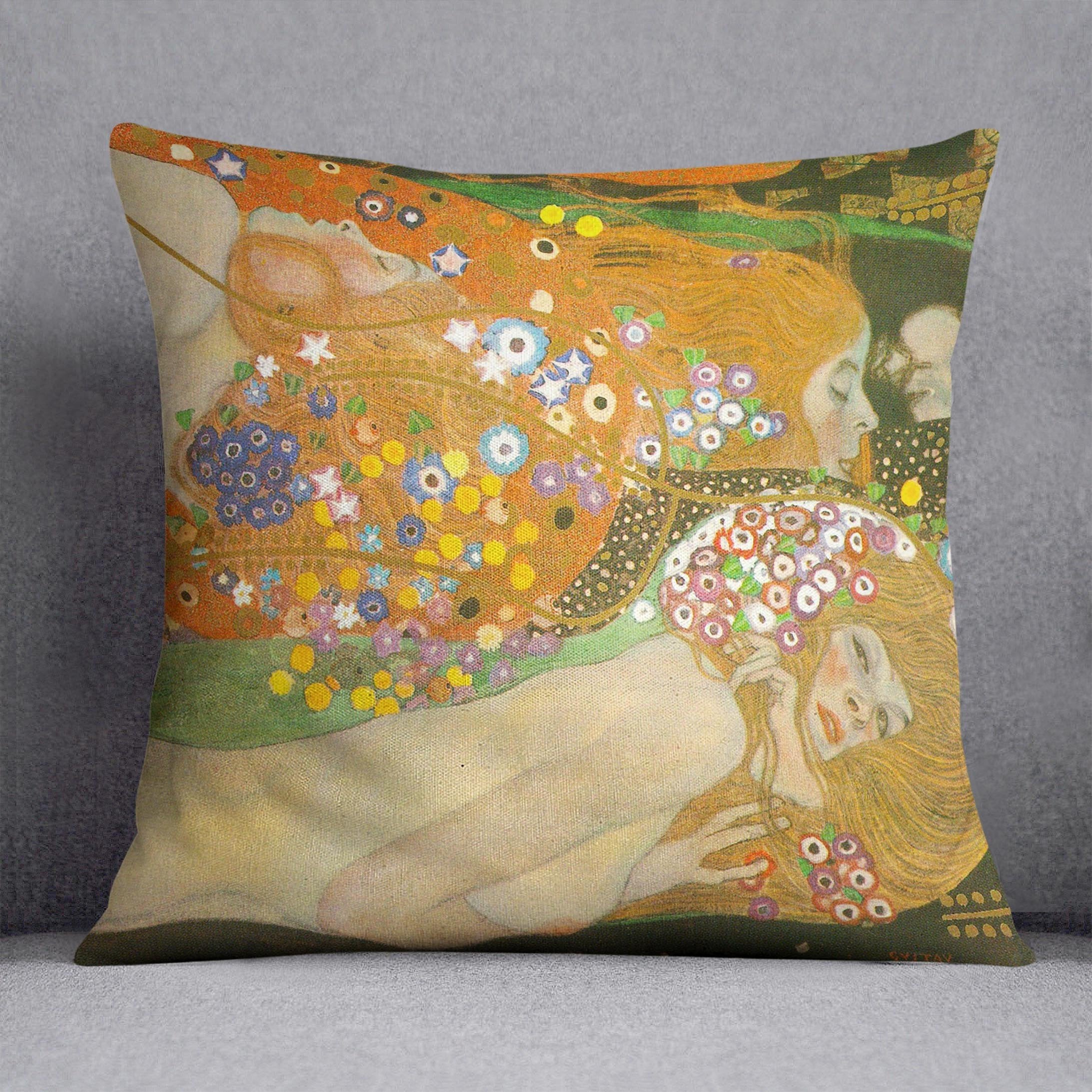 Water snakes friends II by Klimt Throw Pillow
