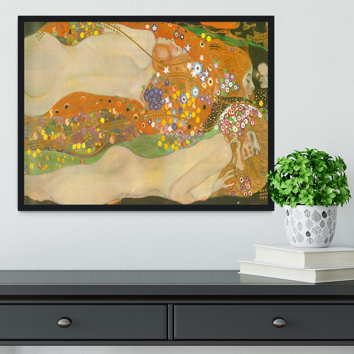 Water snakes friends II by Klimt Framed Print - Canvas Art Rocks - 2