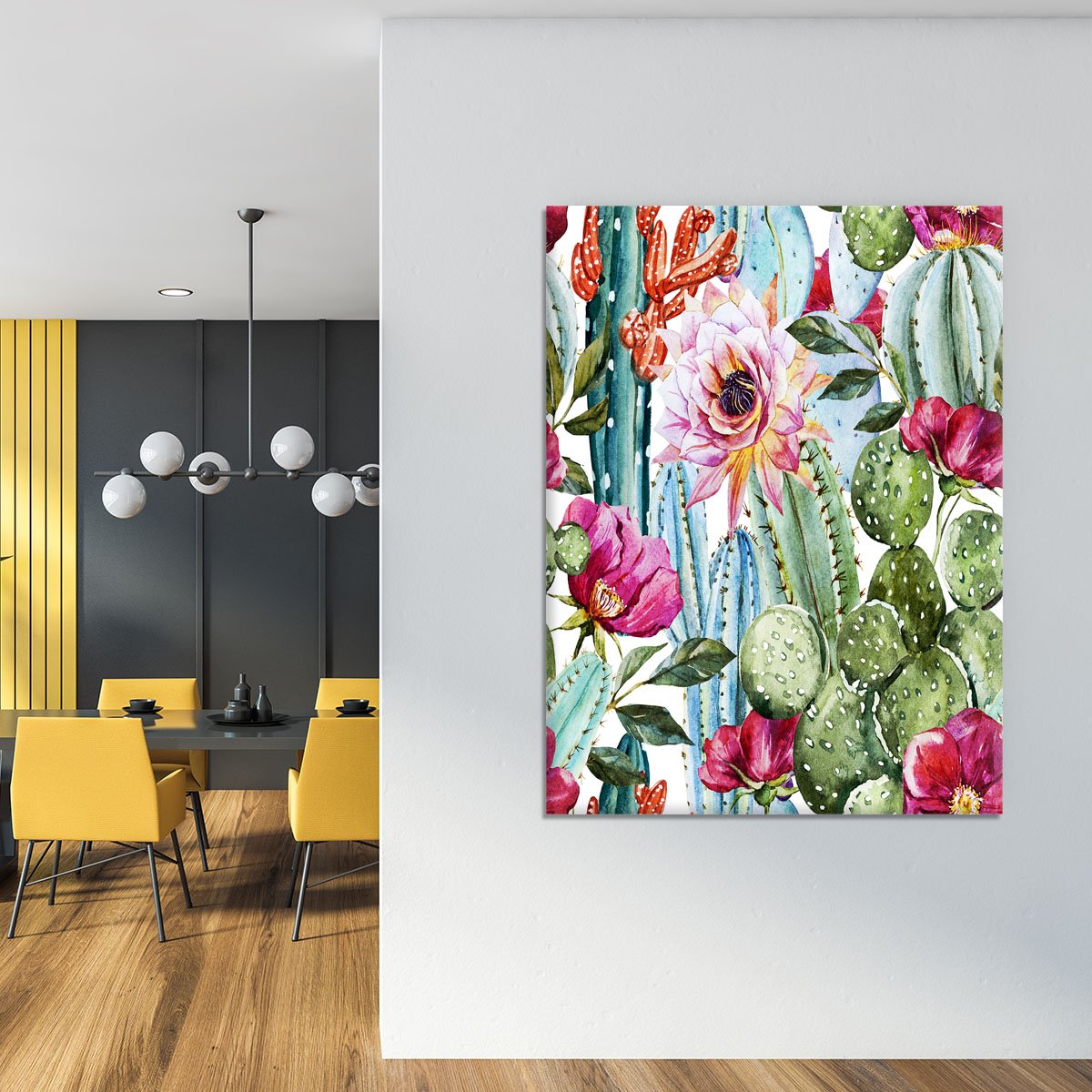 Watercolor cactus pattern Canvas Print or Poster