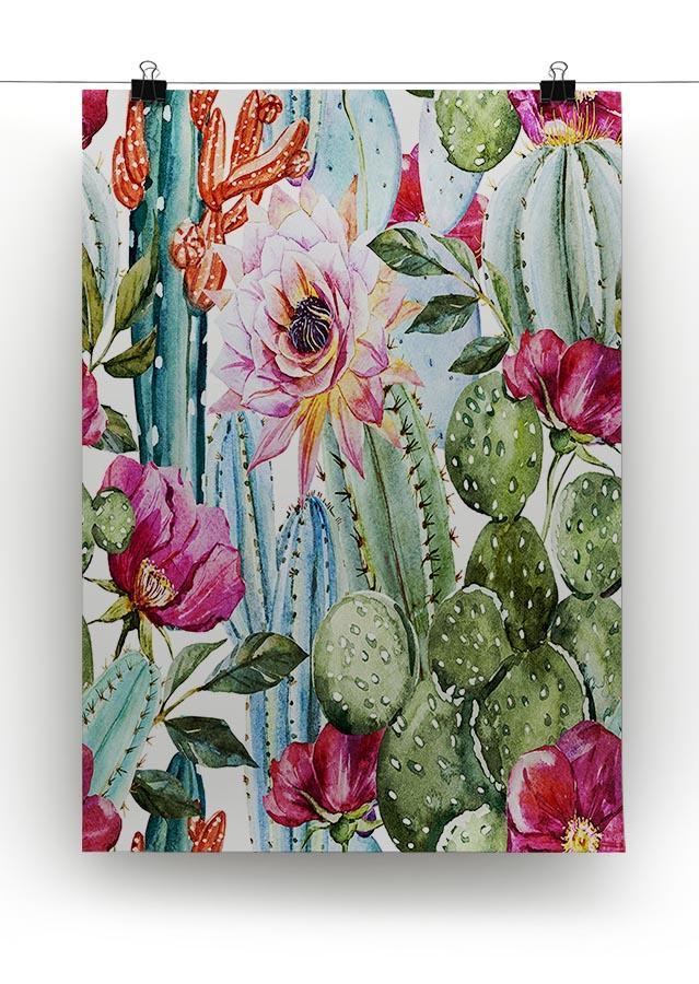 Watercolor cactus pattern Canvas Print or Poster - Canvas Art Rocks - 2