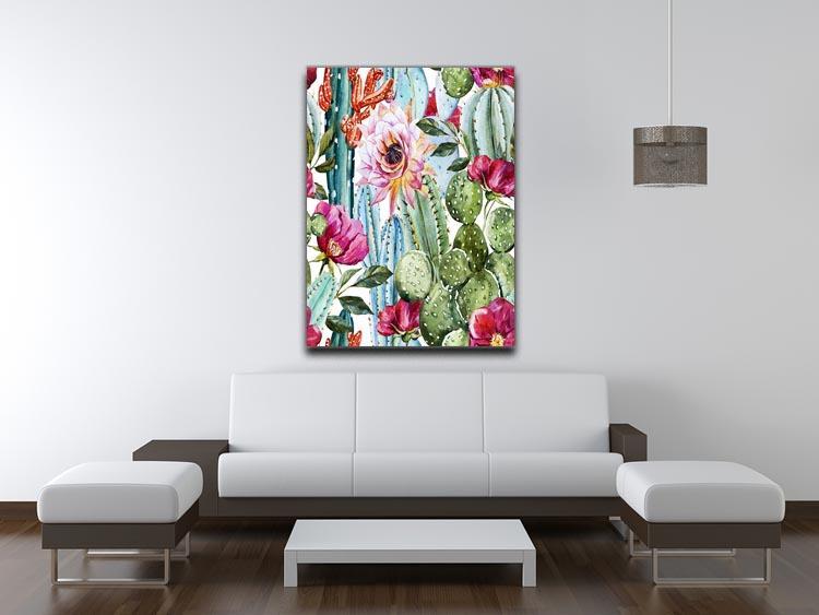 Watercolor cactus pattern Canvas Print or Poster - Canvas Art Rocks - 4