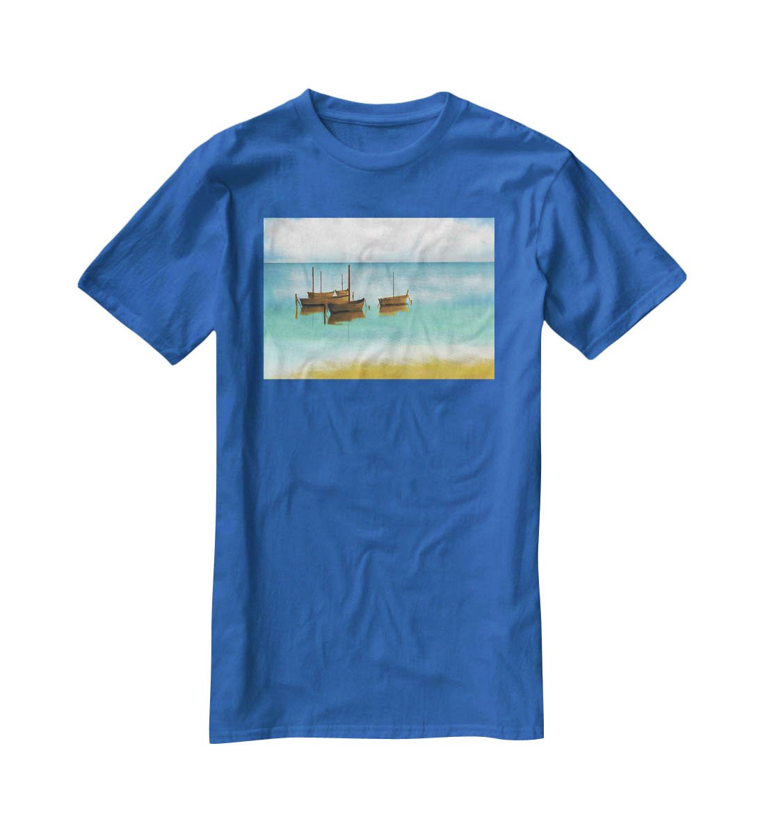 Watercolour Beach Scene T-Shirt - Canvas Art Rocks - 2