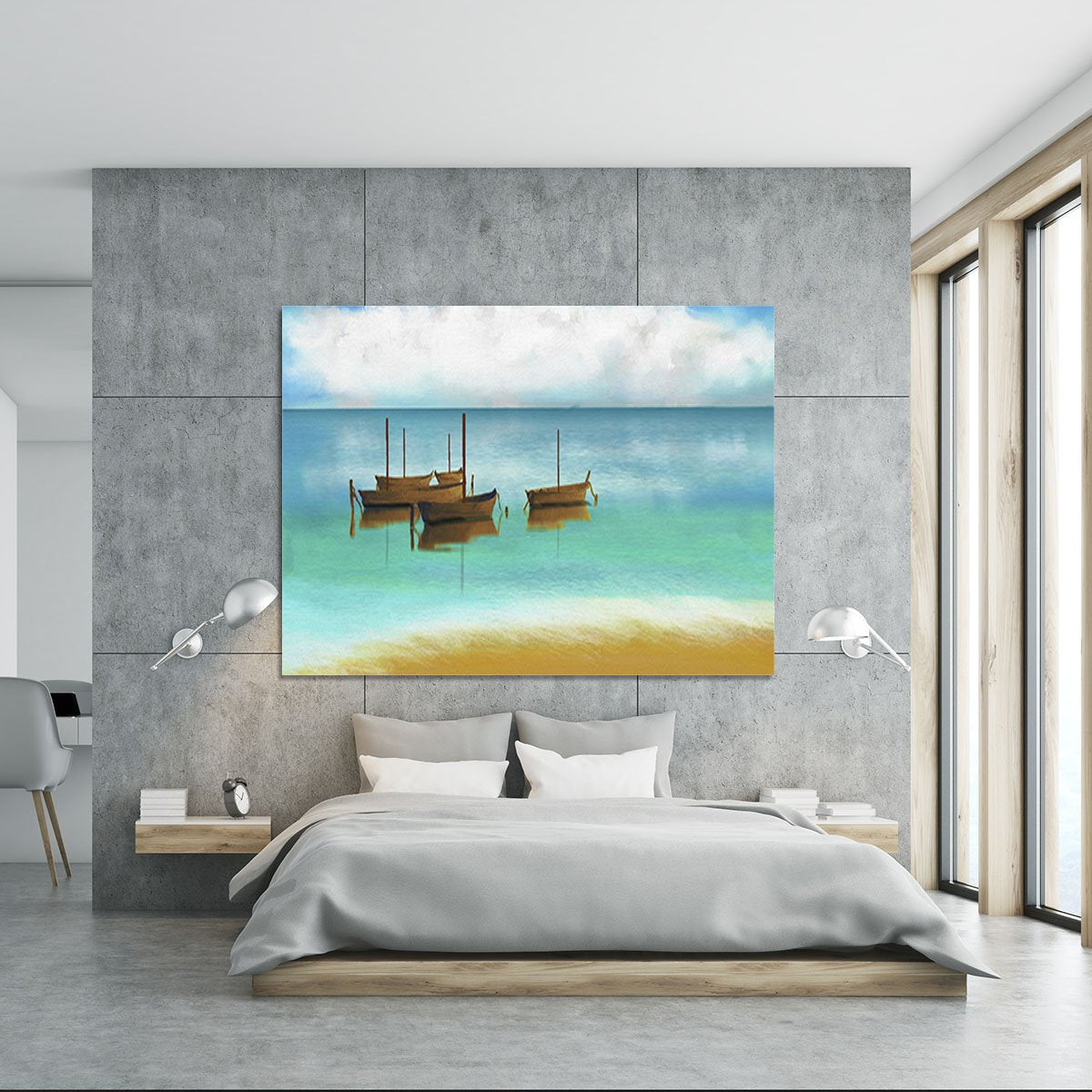 Watercolour Beach Scene Canvas Print or Poster