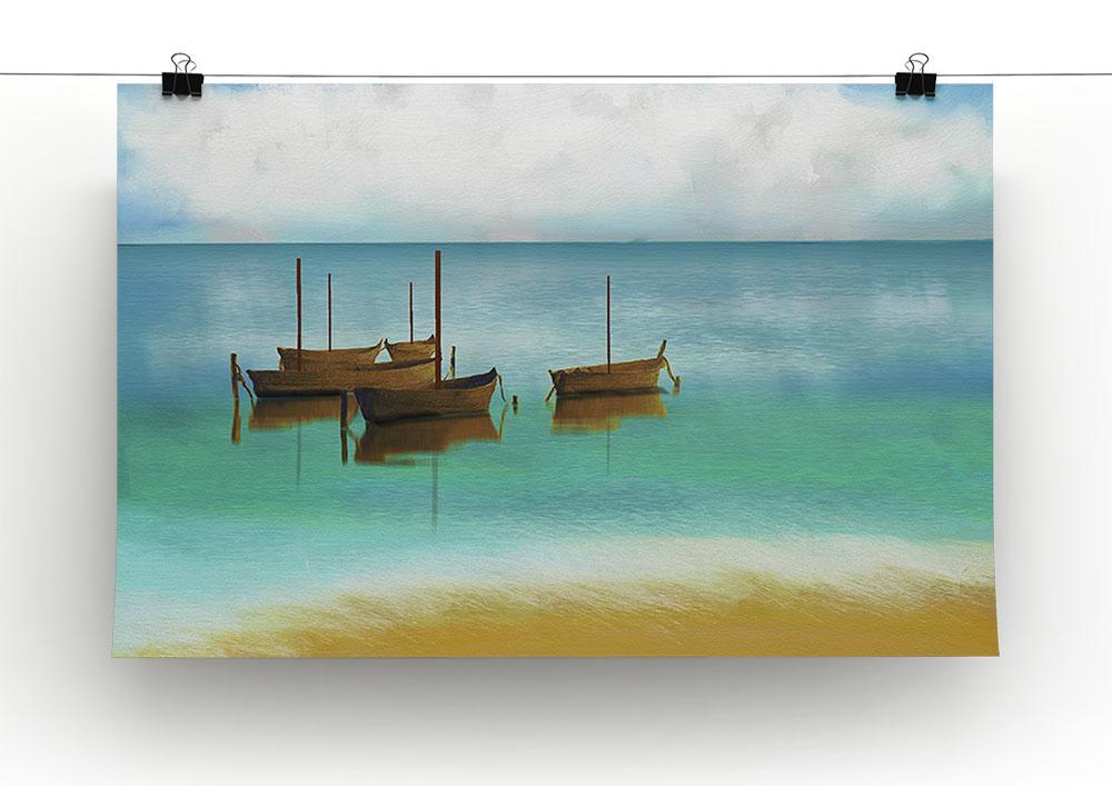 Watercolour Beach Scene Canvas Print or Poster - Canvas Art Rocks - 2