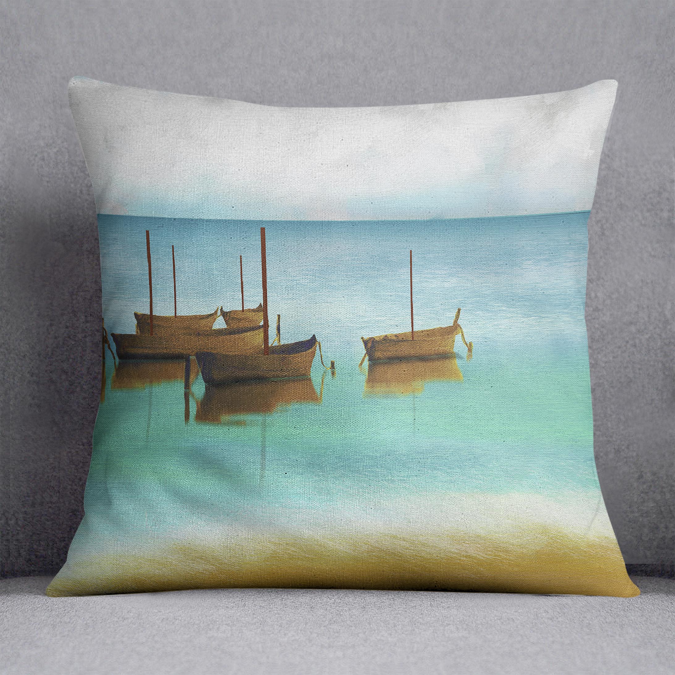 Watercolour Beach Scene Cushion