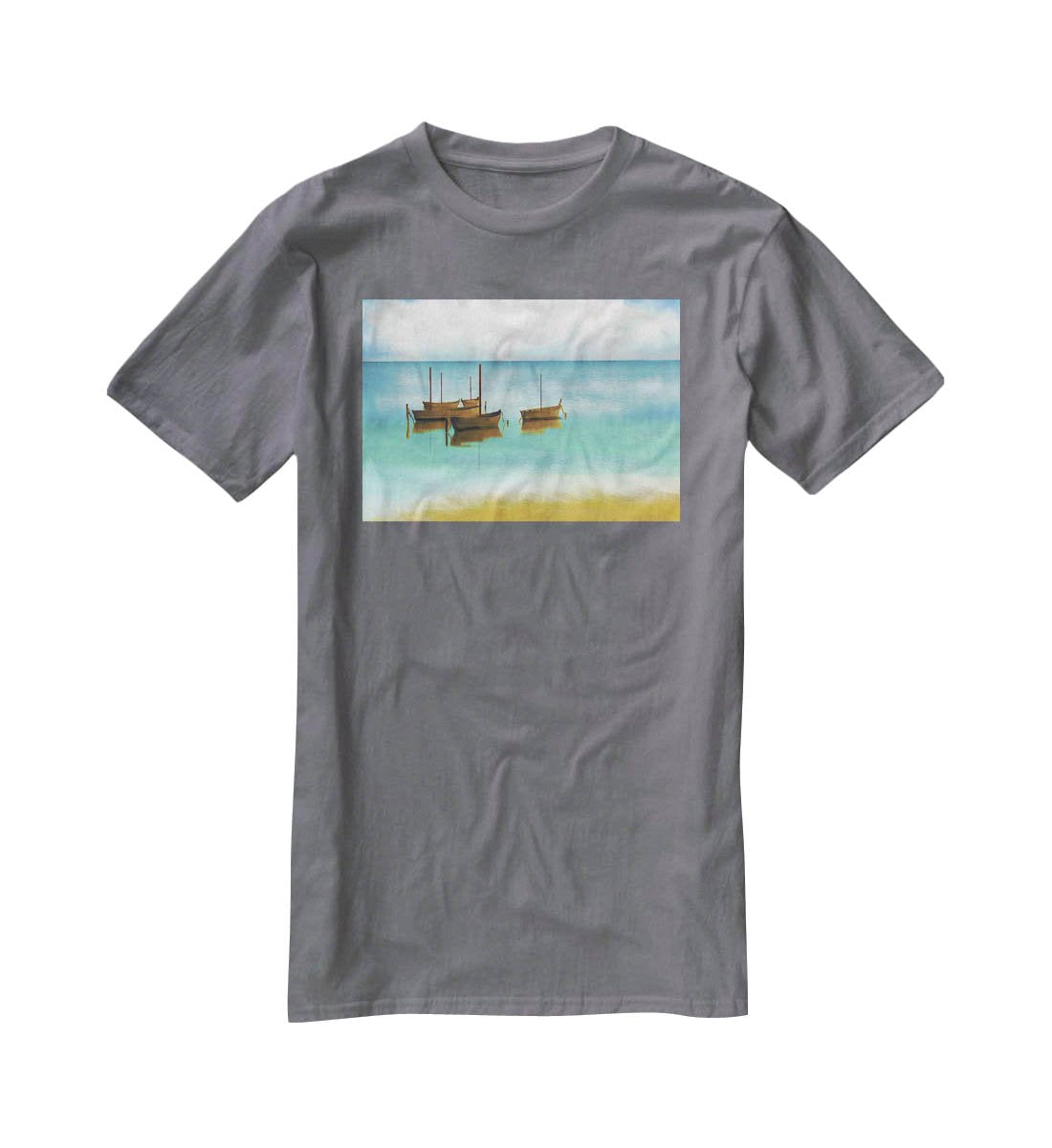 Watercolour Beach Scene T-Shirt - Canvas Art Rocks - 3