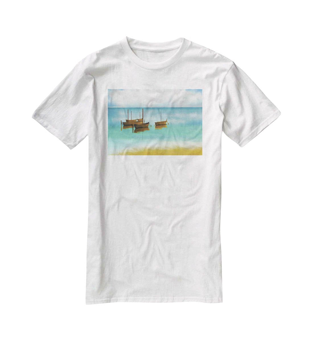 Watercolour Beach Scene T-Shirt - Canvas Art Rocks - 5