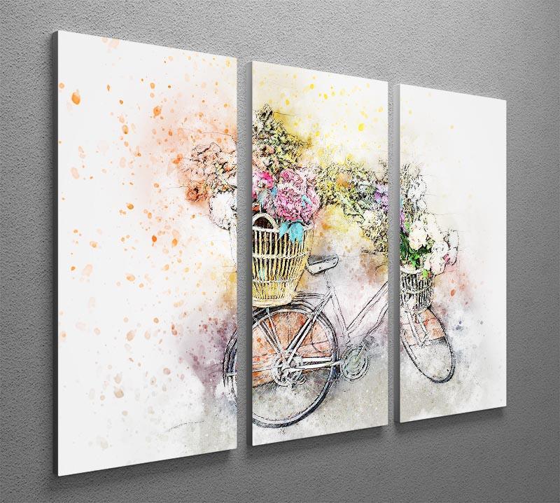 Watercolour Bike 3 Split Panel Canvas Print - Canvas Art Rocks - 2