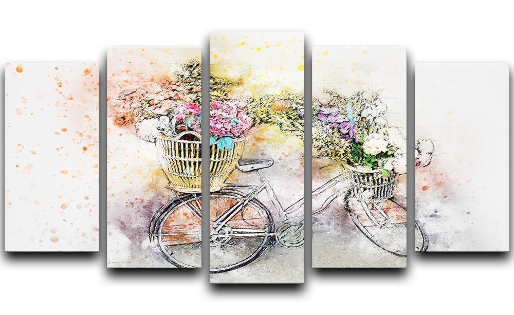 Watercolour Bike 5 Split Panel Canvas  - Canvas Art Rocks - 1