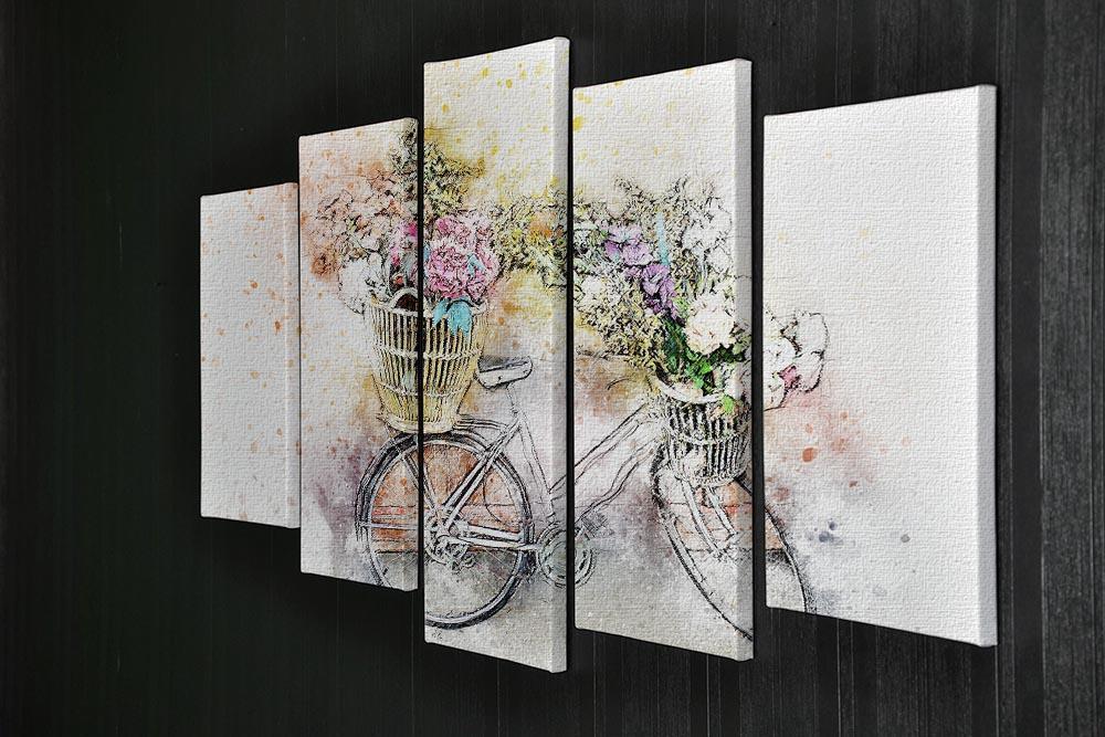 Watercolour Bike 5 Split Panel Canvas - Canvas Art Rocks - 2