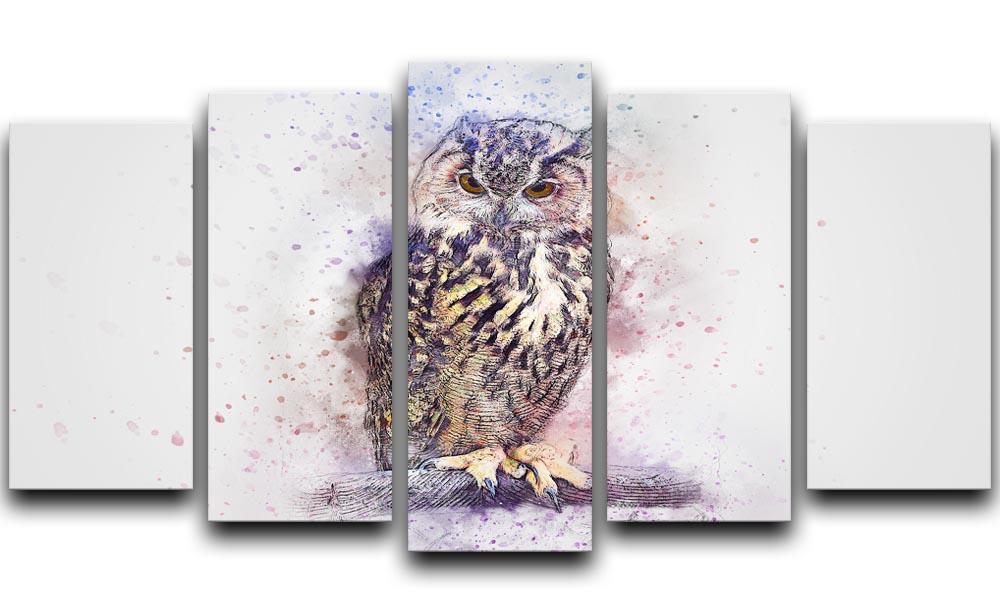 Watercolour Owl 5 Split Panel Canvas  - Canvas Art Rocks - 1