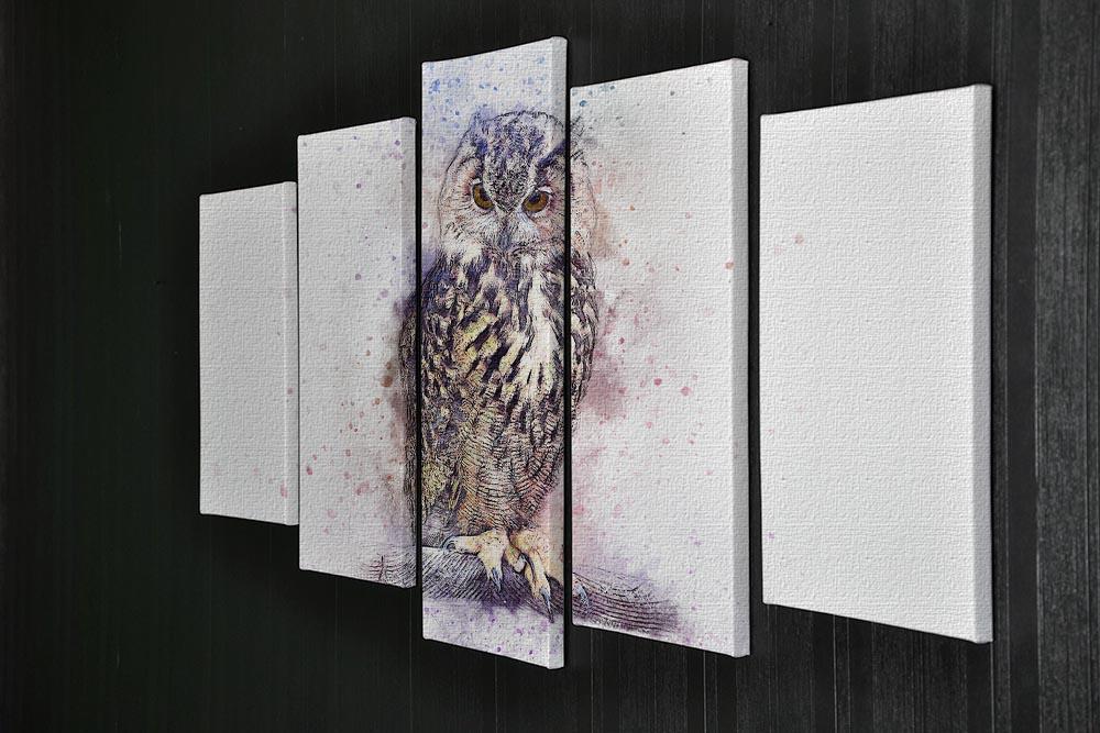 Watercolour Owl 5 Split Panel Canvas - Canvas Art Rocks - 2