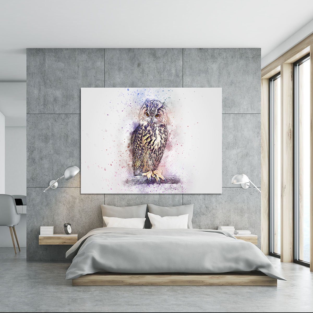 Watercolour Owl Canvas Print or Poster