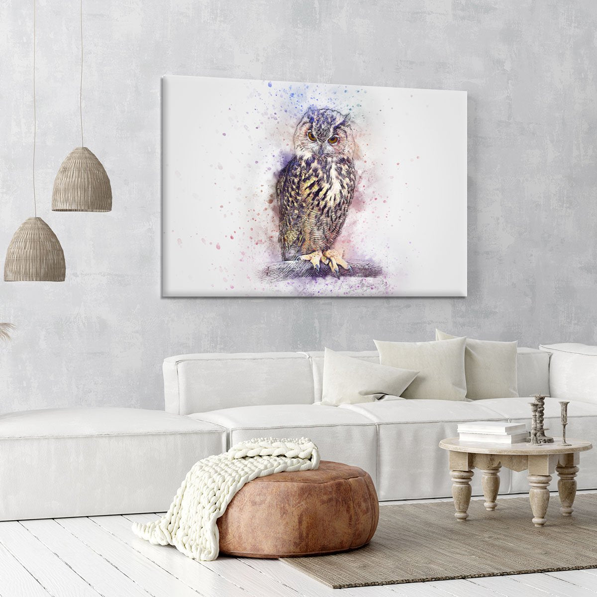 Watercolour Owl Canvas Print or Poster