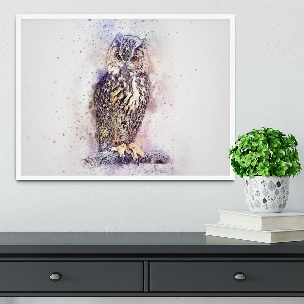 Watercolour Owl Framed Print - Canvas Art Rocks -6