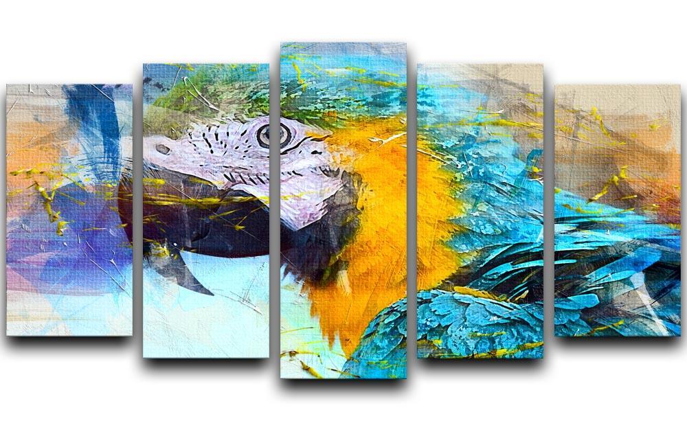 Watercolour Parrot Close Up 5 Split Panel Canvas  - Canvas Art Rocks - 1