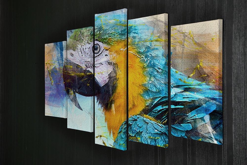 Watercolour Parrot Close Up 5 Split Panel Canvas - Canvas Art Rocks - 2