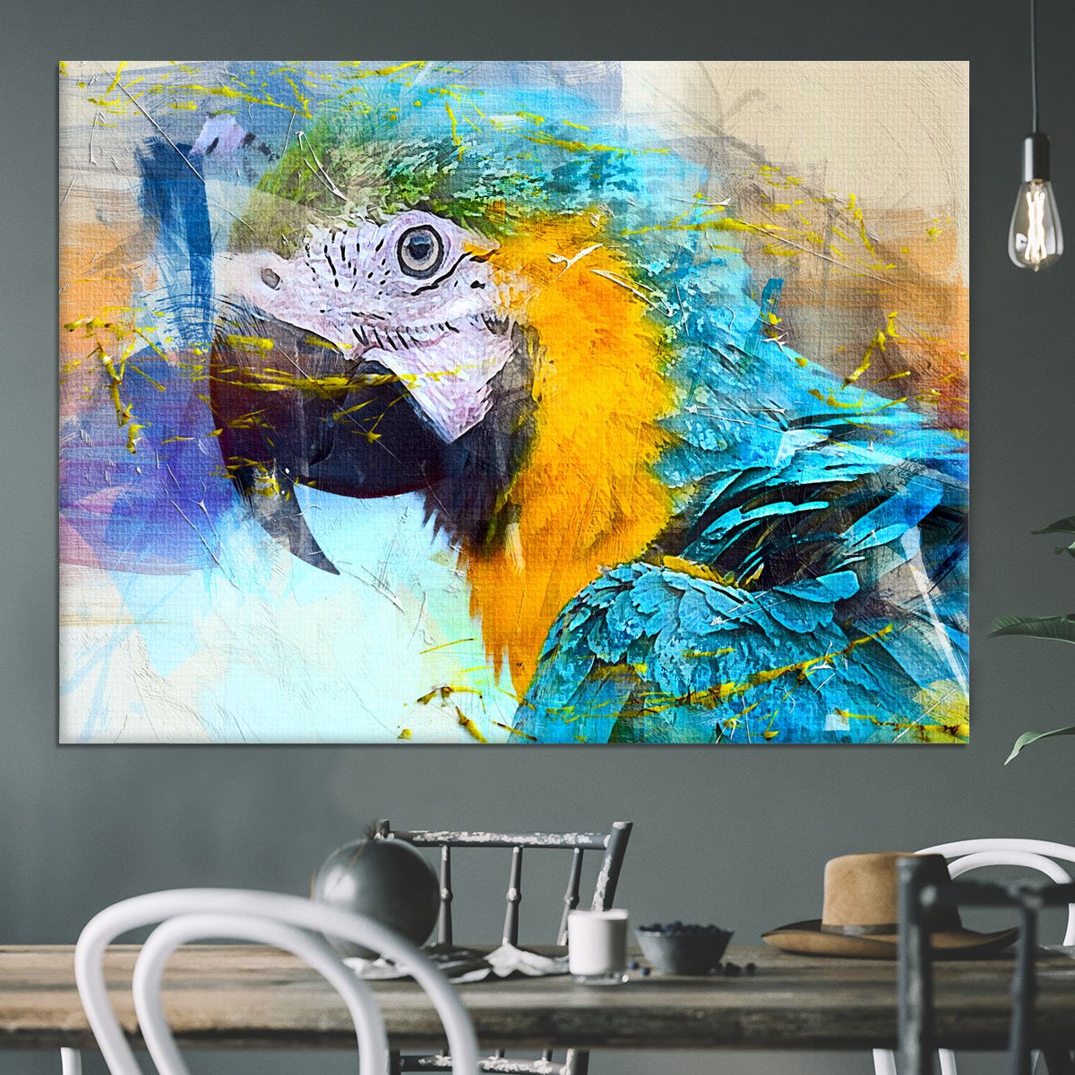 Watercolour Parrot Close Up Canvas Print or Poster