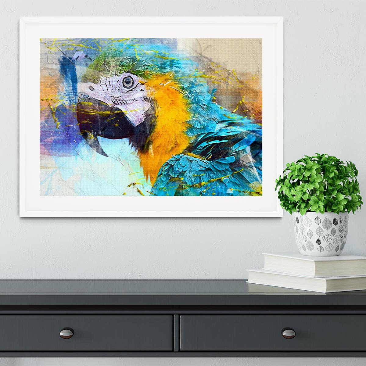 Watercolour Parrot Close Up Framed Print - Canvas Art Rocks - 5